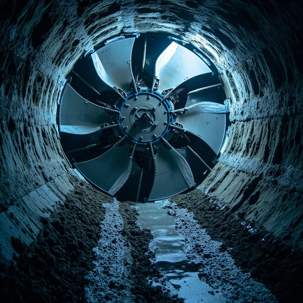 Tunnel boring machine cutterhead in a Hokkaido tunnel